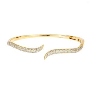 Bracciale rigido Micro Pave CZ Bracciale geometrico aperto regolato per donna 5A Cubic Zirconia di alta qualità