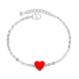 2023 Romantiska kvinnor Red Heart Armband Silver Plated Chain Armband For Lovers Valentine's Day Gift Par Anniversary Jewelry