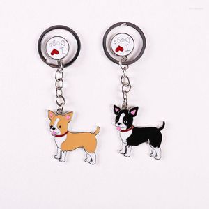 Keychains Keyring Fashion Chihuahua Pet Dogs Friend's Gift Key Chain Women smycken Bil Tag grossistkedjor Väskor