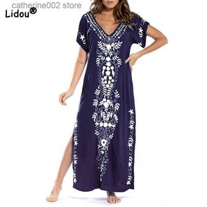 Vestidos de festa Impressão vintage Pullover em v alvo de manga curta Forek maxi vestido de verão roupas para mulheres lndie folk robe básico femme t230602