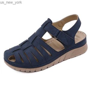 2022 Retro Women Sandals Fashion Baotou Wedge Platform Buty żeńskie lekkie bez poślizgu swobodne ortopedyka sandalias mujer