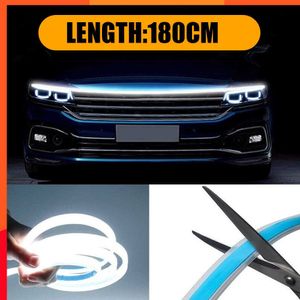 Ny ny 12V LED -bilhuvljus dagtid lampor Auto Remote App RGB Flowing Turn Signal Guide Thin Strip Lamp Styling