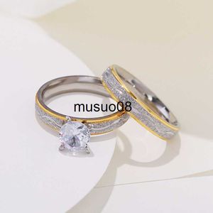 Bandringe 4mm Paar Liebhaber Verlobungsringe für Frauen Männer Edelstahlring mit Zirkon Koreanischer Stil Schmuck für Hochzeit WC033 J230602