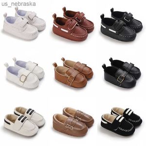 Newborn Baby Prewalker Boys Leather Gentleman Casual Shoes Girls NonSlip SoftSole Infant Toddler First Walkers Baptism Shoes L230518