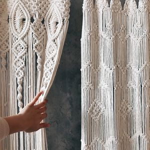 Tapestries Hand-woven Macrame Cotton Door Curtain Tapestry Wall Hanging Art Tapestry Boho Decoration Bohemia Wedding Backdrop Tapestry 230601