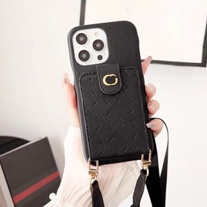 Bellissime custodie per iPhone 15 14 13 Pro Max Luxury TwoG Slot per schede in pelle a tracolla Borsa di alta qualità 18 17 16 15pro 14pro 13pro 12pro 12 Custodia per telefono con logo Confezione in scatola