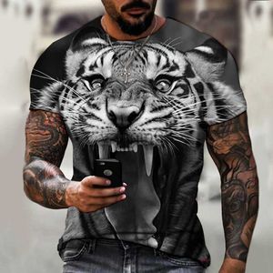 Męskie koszulki 2022 MARNE MENS SHIRT CHOUNT T-shirt 3D Printing Animal Tiger Tigous Trend Fashion Summer New Style Oversize