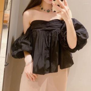 Женские блузки Wakuta Mawringled Sweet Cool Sexy Tops 2023 Summer Fresh Plaid Bess Blusa Feminina Японская с рубашками на плечах на плече