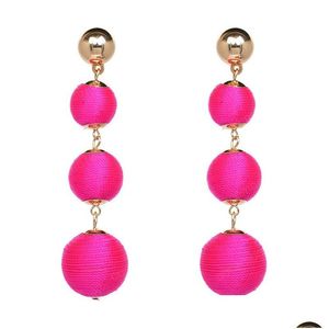 Baumeln Kronleuchter 9 Farben Mode Jewlery Drei Ball Ohrringe Lange Ohrring Für Frauen Hohe Qualität Drop Lieferung Schmuck Dh8Qt