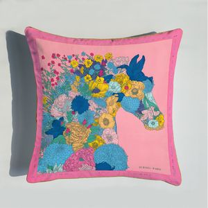 New Luxury Pink Series Cushion Covers Horses Flowers Print Pillow Case Cover For Home Chair Sofa Decoration Pillowcases 2023070619