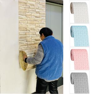 Papel de parede de espuma autoadesiva de 10 metros à prova d'água 3D painel de parede de tijolo adesivos de parede para sala de estar quarto decoração de papel de tijolo
