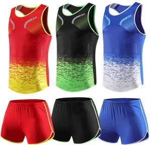 Erkeklerin Trailtsuits Bahar Erkek Kadın Spor Koşu Koşu Joggers Gevşek Spor Giyim Takımları Erkek Maraton Yarış Yelek+Şort At ve Tarla Giysileri J230601