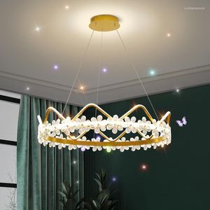 Chandeliers Modern Nordic Gold LED Hanging Living Room Kitchen Crystal Lamp Rose Branch Round Chandelier Lighting Simplicity