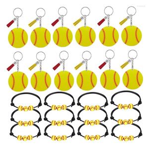 Keychains 12 Pcs Softball Acrylic And Bracelets Party Decorations For Baseball Gift