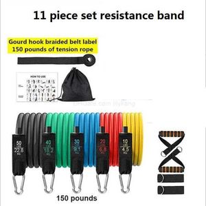 Adjustable Home Workout Gym Fitness 11 Pcs Resistance Bands Tubes Set 150 lbs training sets with door anchor latex workout equipment