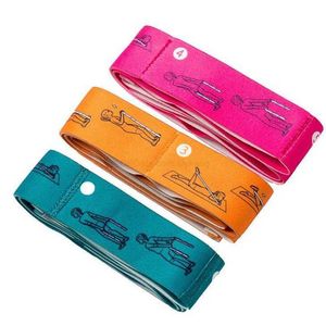 3 färger Nylon Yoga Stretching Belt 8 Action Mönster Hållbart spänning Motstånd Band Multifunktion Design Gym Fitness Träningsutrustning