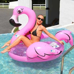 Flamingo Seat Ring 150 cm Giant Uppblåsbar madrass Floating Water Pool Floats Summer Piscina Swimming Pool Loalger Float Swim Tubes Alkingline