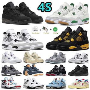 Cat Jumpman 4 4s mens Black shoes Pine Green Military Red Cement Photon Dust Thunder Royalty bred UNC Midnight Navy Seafoam men women sports sneakers 36-47