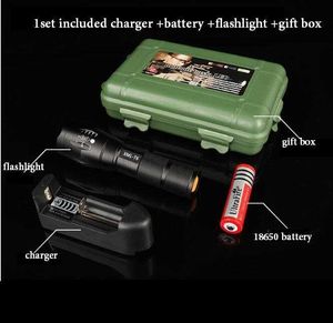 XML T6 flashlight 5000Lm High Power LED Zoom Tactical LED Flashlights torch lantern outdoor hike Travel light 18650 Rechargeable battery