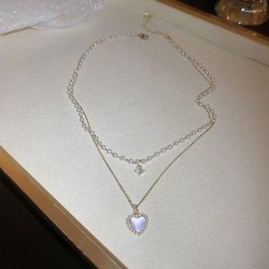 Подвесные ожерелья 2023 Южная Корея изящная жемчужная любовь двойное ожерелье темперамент моды Simple Lock Chain's Women's Jewelry