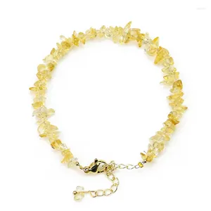 Strand Natural Citrine Crystal Quartz Energy Stone Spacer Bead Bracelet Charm Meditation Healing Mascot Bangle Lucky Girl Wrist Jewelry