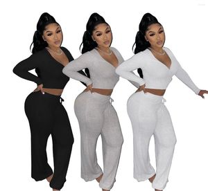 Women's Swimwear European Trend Sporting Season's Picks Lady's Clothing Body-Slim Long-Sleeved Tops And Casual Bell Bottoms Two