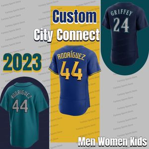 2023 City Connect Baseball Jersey 24 Ken Griffey Jr. Julio Rodriguez Jarred Kelenic Ichiro Suzuki Eugenio Suarez Ty Frankreich Crawford Robbie Ray Custom Jerseys Männer KINDER