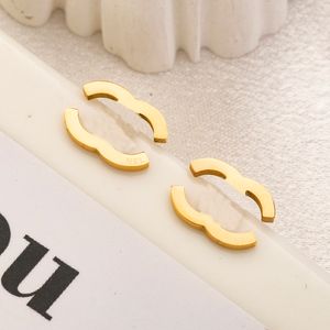 Fashion Simple Designer Brand Letter Stud Earrings Luxury Women Gold Plated Silver Plating Stainless Steel Earring Never Fade Wedding Party Jewelry Accessories