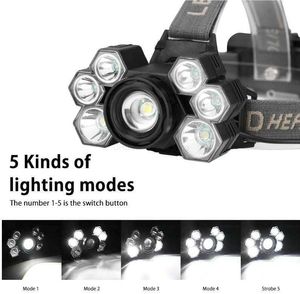 XPE T6 HEAD LAMP عالية الطاقة 8000 LUMEN USB قابلة لإعادة الشحن LED LED MODE MODE MODE قابلة للتعديل