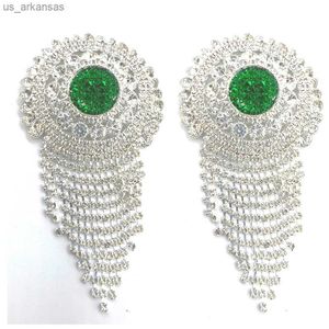 Carnival Raves Burlesque Lingerie Crystal Jewelry Rhinestone Emerald Nipple Pasties Covers Stickers L230523