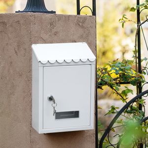 Gartendekorationen Rostfreier Briefkasten aus Metall zur Wandmontage, Premium-Briefkasten mit Schlüsselverriegelung und Briefschlitz von oben, 230603