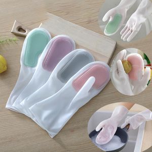 Multifunktionale Zauberbürste Haushalt Geschirrspülhandschuhe Kunststoff Latex wasserdicht Küchenreiniger Haushalt Waschen Kleidung Bürste Frauen