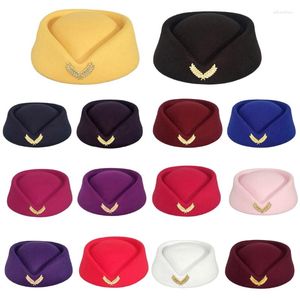 Berets Women Stewardess Costume Accessories Flight Attendant Hat For Real-Estate