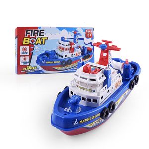 Model Set Creative Children's Electric Fire Boat For Boys Water Spray Educational Toy Early Childhood Education Boy Birthday Toys Gift 230602