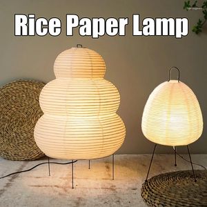 Golvlampor 6000K Dimning Lamp Noguchi Japanese Rice Paper Soft Light Bedside For Living Room Bedroom Decor