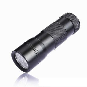 12 led Uv light flashlight purple 395-400NM Ultra Violet lights aluminium alloy Flashlights Torch Scorpion Detector Finder battery lamp