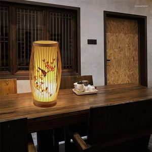 Candeeiros de mesa de madeira chinesa candeeiro de jantar LED retrô quarto decoração moderna luzes LOFT decoração interior estudo iluminação noturna