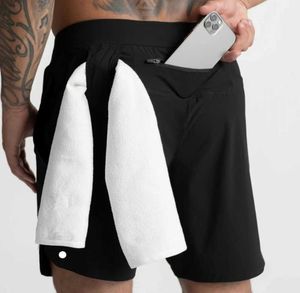 Männer Yoga Sport Lulus Shorts Fünfte Hose Outdoor Fitness Schnell trocknend Reißverschlusstasche hinten Einfarbig Lässig Laufen Lululemens Tops Qualität Rabatt Mode