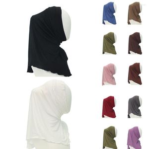 Etniska kläder Modala Instant Hijabs för kvinna Muslim Islam Turban Solid Mini Style Scarf Amira mjuka vanliga färger redo att bära hijab