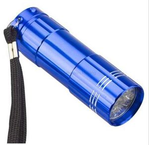 Högkvalitet 9LED -ficklampor Aluminium UV Ultra Violet Blacklight 9 LED mini ficklampor Torch Lighting Torches Portable Key Chain Torch