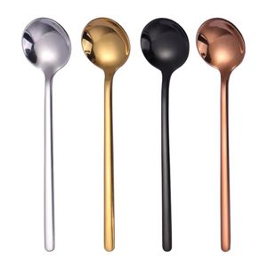 304 Stainless Steel Round Spoons Metal Coffee Scoop Household Milk Honey Mixing Spoon Kitchen Bar Tableware