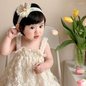 소녀 드레스 2023 여름 아기 끈으로 드레스 드레스 로마 레이스 꽃 유아 프리 센스 유아용 의상 4EA F54