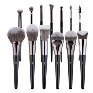 Borstar 13st/set Pro Makeup Borstes Set Foundation Powder Fan Make Up Brush Kit 3D Stippling Eyeshadow Concealer Angled Eye Brow Shadow