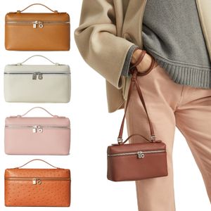 Saco de maquiagem Loro Pia Lunch Box Bag Top Quality Soft Leather Tote Zipper Designer Camera Bags Mulheres Beach Bag Bolsa Crossbody Ombro Carteiras