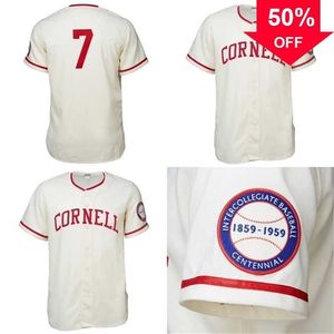 Xflsp GlaMitNess Cornell Big Red 1959 Home Jersey Shirt Benutzerdefinierte Männer Frauen Jugend Baseball-Trikots Beliebiger Name und Nummer doppelt genäht