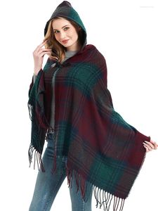 Scarves Imitation Cashmere Women Scarf Winter Plaid Fringed Hooded Poncho Warm Female Thick Wrap Blanket Capa Para Mujer Pashmina Shawls