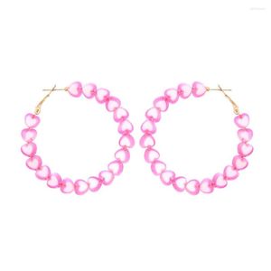 Hoop örhängen harajuku söt rosa persika kärlek hjärta 2023 trend smycken för kvinnor flickor överdriva söt koreansk parti