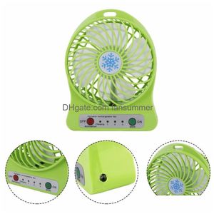 USB -prylar Portable Mini Fan 3 Speed ​​Justerbara fläktar för Home Officedesk Travel med LED -lätta laddningsbara handhållna Drop Delivery Dhnot