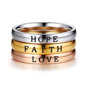 Band Rings New Fashion Hope Hope Faith Love Women Ring Elegant 316L из нержавеющей стали 3 Tones Женские аксессуары для вечеринок Drop Jewelry DH72A