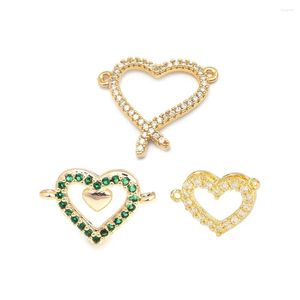 Pendant Necklaces High Quality Champagne Gold Color Brass And Zircon 2 Holes Heart Connect Charms Pendants Jewelry Making Diy Findings